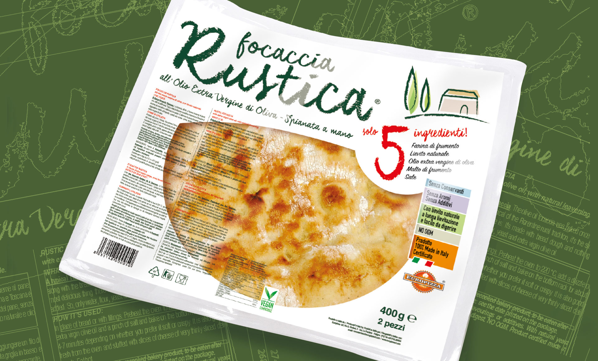 Progettazione Packaging Focaccia Rustica Europizza Foligno Studiovagnetti Perugia